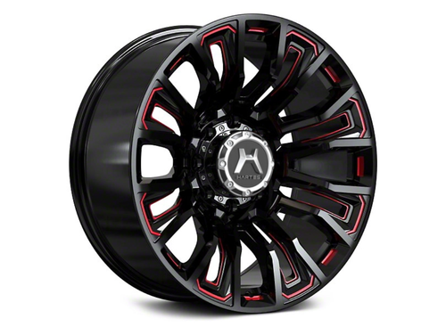 Hartes Metal Maverick Wheels Rims 20x10 8x180 Black Milled W/ Red Tint -12mm | 81920N8Y-12KCETR2XWZ