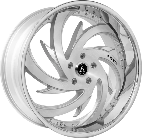 Lexani Spada Wheels Rims 22x9 5x120 Silver Machined Face W/ Stainless Lip 38mm | A204-2290-13-38SMS