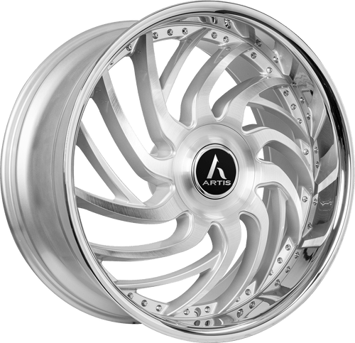 Lexani Vantage Xl Wheels Rims 24x9 5x115 Silver Machined Face W/ Stainless Lip 10mm | A207-2490-15-10SMS