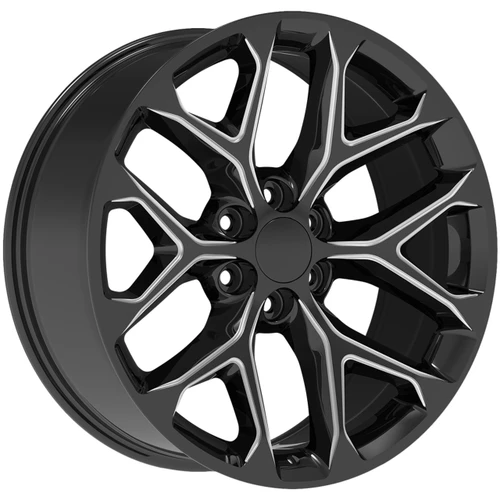 Replica1 Rp09 Snowflake Wheels Rims 22x9 6x139.7 Black Milled 24mm | RP-09229G639+24ML