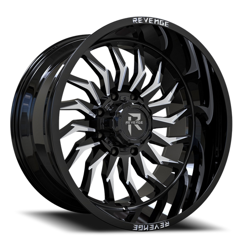 Revenge Rv204 Wheel 22x12 5x139.7 & 5x150 Black Milled -44mm | RV204-221251397150-44BMW