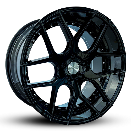 Rennen Csl-4 Wheel 20x10 Blank Custom Drilled Gloss Black w/ Chrome Bolts 18mm - FREE LUG NUTS INCLUDED!