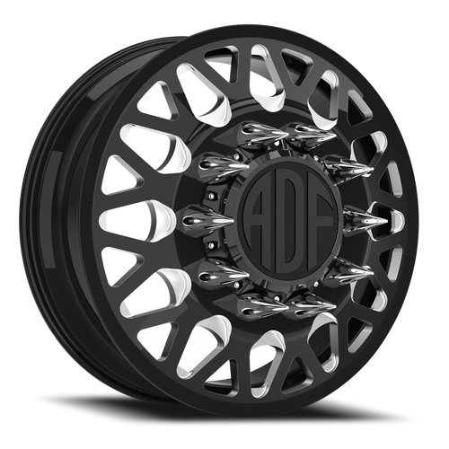 Adf Hot Shot Dually Wheel - 28x8.25 8x165.1 Gloss Black/Machined 132mm - FREE T-SHIRT INCLUDED! - MINIMUM PURCHASE OF 4 WHEELS | D202BM288221+132