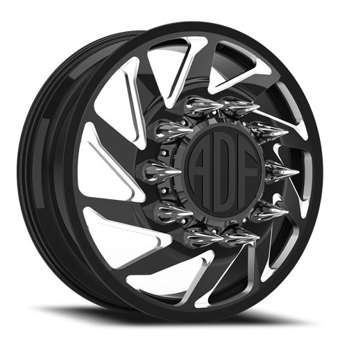 Adf Contractor Right Dually Wheel 20x8.25 10x225 Gloss Black/Machined 144mm - FREE T-SHIRT INCLUDED! | D203BM208227+144R