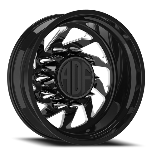 Adf Contractor Left Dually - Wheel 28x8.25 8x165.1 Gloss Black/Machined -156mm - FREE T-SHIRT INCLUDED! - MINIMUM PURCHASE OF 4 WHEELS | D203BM288220-156L