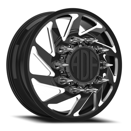 Adf Contractor Left Dually Wheel 28x8.25 8x210 Gloss Black/Machined 132mm - FREE T-SHIRT INCLUDED! - MINIMUM PURCHASE OF 4 WHEELS | D203BM288226+132L