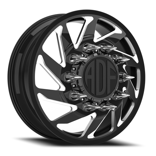 Adf Contractor Right Dually Wheel 28x8.25 10x225 Gloss Black/Machined 132mm - FREE T-SHIRT INCLUDED! - MINIMUM PURCHASE OF 4 WHEELS | D203BM288227+132R