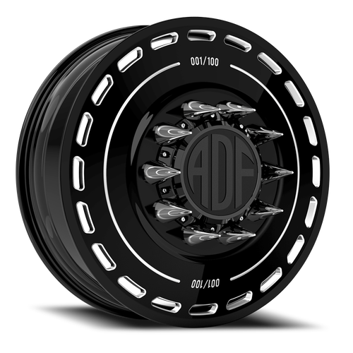 Adf Ltd Dually Wheel - 22x8.25 8x165.1 Gloss Black/Machined 144mm - FREE T-SHIRT INCLUDED! | D204BM228221+144