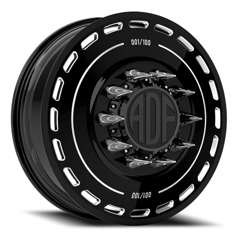 Adf Ltd Dually Wheel 24x8.25 10x225 Gloss Black/Machined 144mm - FREE T-SHIRT INCLUDED! | D204BM248227+144