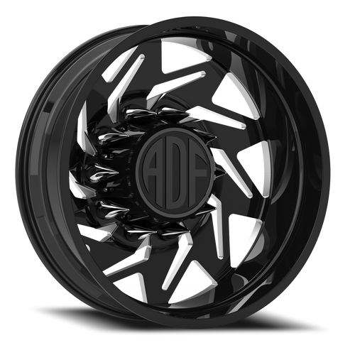 Adf - Flex Right Dually Wheel 22x8.25 8x165.1 Gloss Black/Machined -167mm - FREE T-SHIRT INCLUDED! | D205BM228221-167R