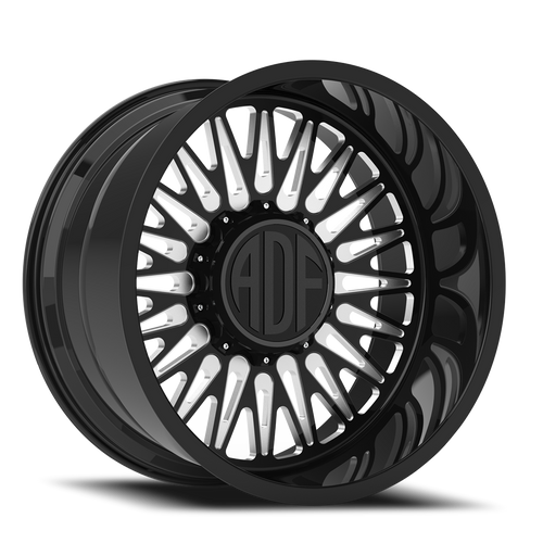 Adf Bobtail Dually Wheel 26x16 8x200 Gloss Black/Machined -101mm - FREE T-SHIRT INCLUDED! - MINIMUM PURCHASE OF 4 WHEELS | S304BM261625-101