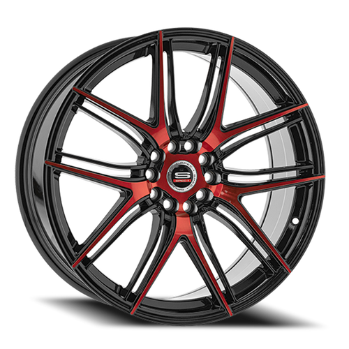 DOORBUSTER PRICING! - Spec-1 Sp-56 - Wheel - 17x7.5 5x112 & 5x114.3 Gloss Black & Red Machined 42mm | SP-5617753642BMR