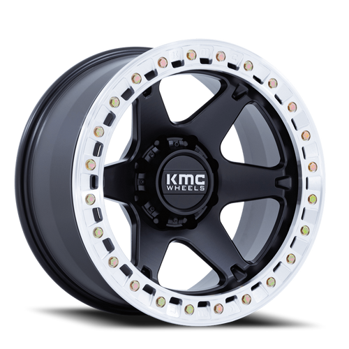 Kmc Km238 Vi Beadlock Wheel 17x9 5x127 Satin Black w/ Machined Ring -38mm - FREE T-SHIRT INCLUDED! | KM238MD17905038N