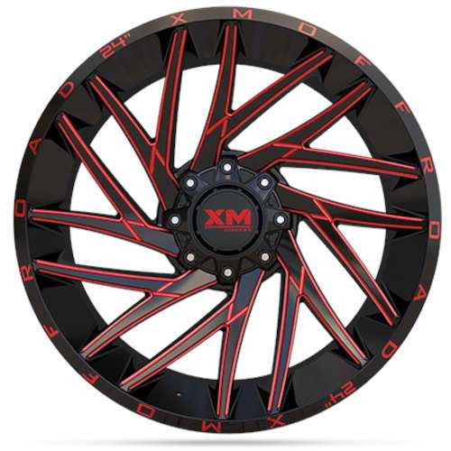 Xm Offroad Xm-351 Wheels Rims 24x10 6x135 6x139.7 Gloss Black W/ Red Milling -18mm | XM351241061356139-18108GBRM