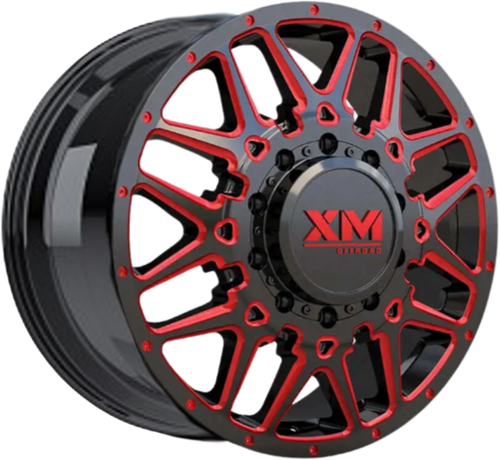 Xm Offroad Dually Xm-900 Wheels Rims 22x8.25 8x165.1 Black W/ Red Milling 105mm