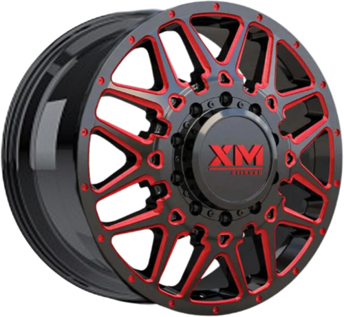 Xm Offroad Dually Xm-900 Wheels Rims 22x8.25 8x210 Black W/ Red Milling 105mm