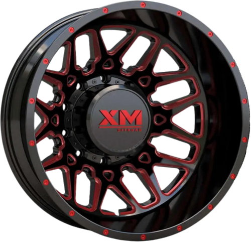 Xm Offroad Dually Xm-900 Wheels Rims 24x8.25 8x210 Black W/ Red Milling -221mm