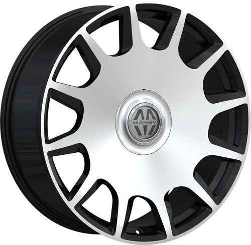 Massiv 927 Wheels Rims 22x9 5x112 5x114.3 Black Machined W/ Floating Cap 40mm | MAS927-22945BM-FC