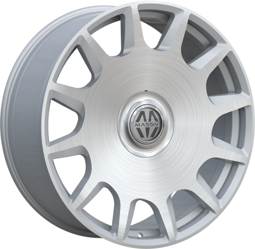 Massiv 927 Wheels Rims 24x9 5x114.3 5x120 Silver Brushed W/ Floating Cap 30mm | MAS927-24913SBR-FC
