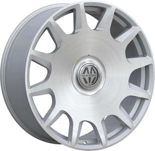 Massiv 927 Wheels Rims 24x9 5x115 5x120 Silver Brushed W/ Floating Cap 15mm | MAS927-24914SBR-FC
