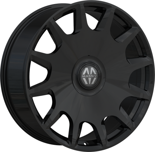 Massiv 927 Wheels Rims 24x9 6x135 6x139.7 Gloss Black W/ Floating Cap 25mm | MAS927-24930B-FC