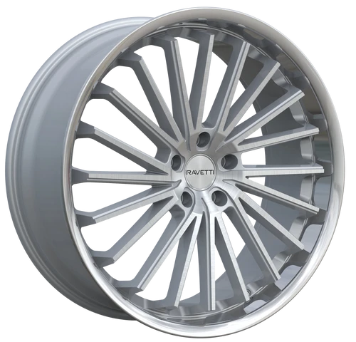 Ravetti M14 Wheels Rims 22x9 5x112 Silver Brushed W/ Stainless Lip 32mm | RAV-M14-22974SBR