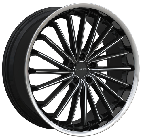 Ravetti M14 Wheels Rims 22x9 5x114.3 Silver Milled W/ Stainless Lip 40mm | RAV-M14-22965BMW