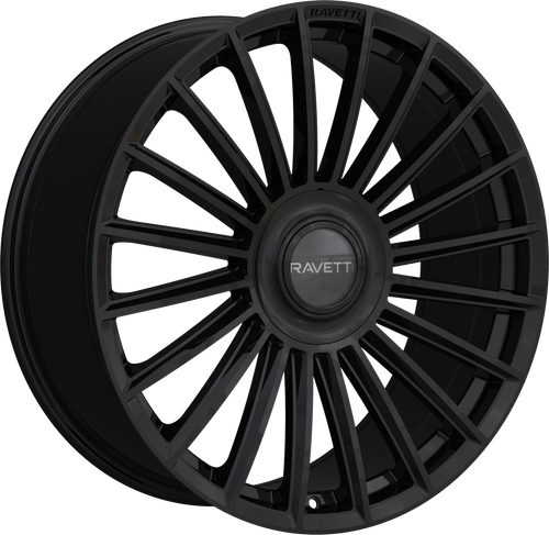 Ravetti M17 Wheels Rims 20x8.5 5x115 5x120 Gloss Black W/ Floating Cap 15mm | RAV-M17-2814B-FC
