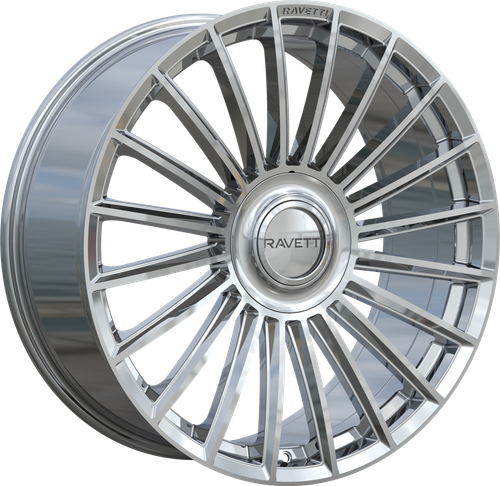 Ravetti M17 Wheels Rims 22x9 5x114.3 5x120 Chrome W/ Floating Cap 40mm | RAV-M17-22913C-FC