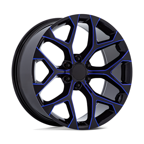 Performance Replicas Pr176 Wheels Rims 20x9 6x139.7 Gloss Black Machined W/ Blue Milling 24mm | 176BL-295824
