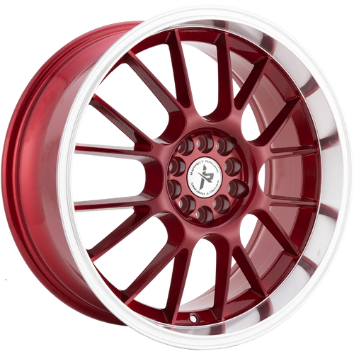 Impact Racing 508 Wheels Rims 18x8 5x100 5x114.3 Candy Red W/ Machined Lip 38mm | 508RML-18814+38
