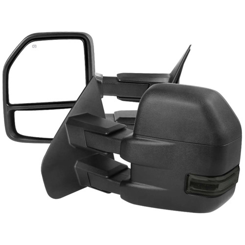 Spec-D Black Texture Heated Power Towing Mirrors w/ Smoked Turn Signal | SPE RMX-F15007F3GH-P-FS