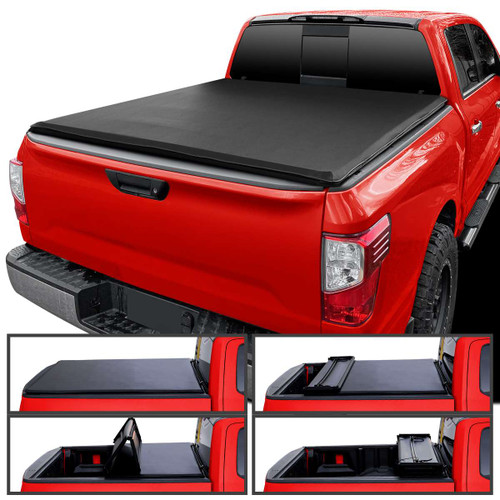 Spec-D 5 Foot 7 Inch Quad Fold Tonneau Cover | SPE TC4-TIT17-57-SP