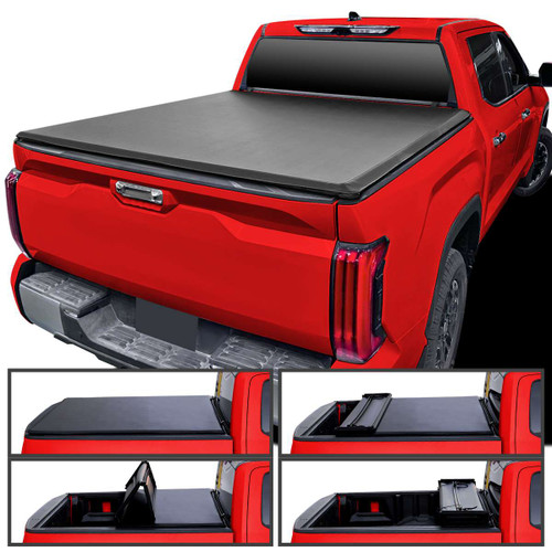 Spec-D 5.5 Foot Quad Fold Tonneau Cover | SPE TC4-TUN22-55-SP