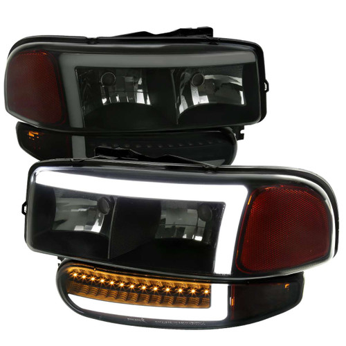 Spec-D Smoked Headlight & Bumper Light Combo w/ Black Housing | SPE 2LBLH-DEN00SM-G3-RS