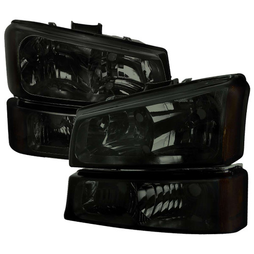 Spec-D Smoked Headlight & Bumper Light Combo w/ Crystal Housing | SPE 2LBLH-SIV03G-RS