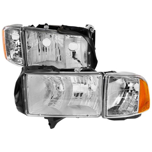 Spec-D Headlight with Corner Light w/ Chrome Housing & Amber Reflector | SPE 2LCLH-RAM99S-GO