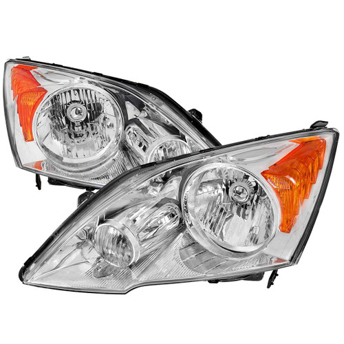 Spec-D Headlights w/ Chrome Housing & Amber Reflector | SPE 2LH-CRV07-GO