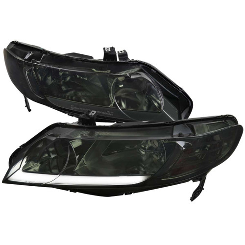 Spec-D Smoked Headlights w/ Chrome Housing | SPE 2LH-CV064G-G3-GO