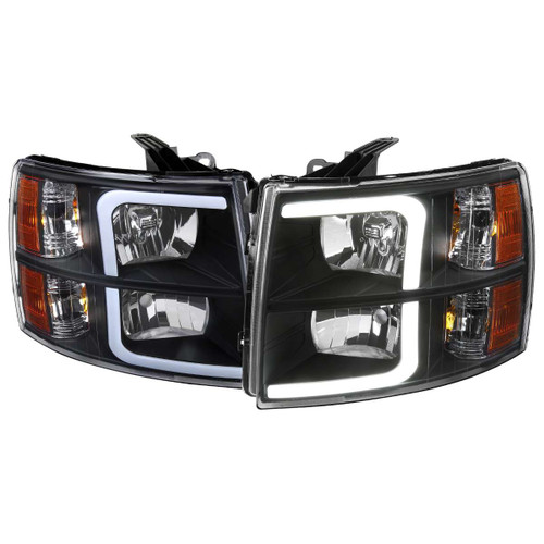 Spec-D Headlights w/ Black Housing & Amber Reflector | SPE 2LH-SIV07JM-G3-RS