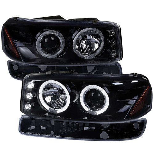 Spec-D Smoked Black Headlight and Bumper Light Combo | SPE 2LBLHP-GMC99G-TM