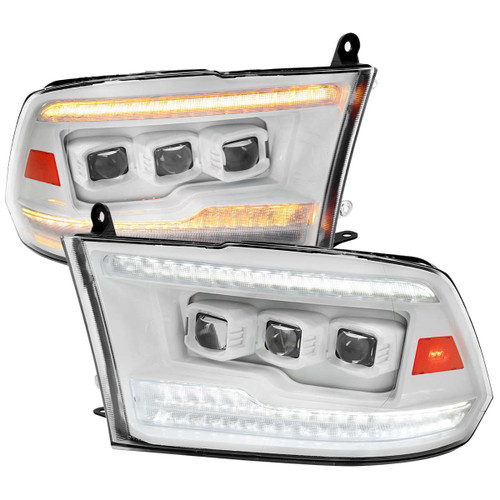 Spec-D Projector Headlights w/ Sequential Turn Signal, Amber Reflector & White Housing | SPE 2LHE-RAM09XE-SQ-RS