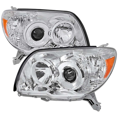 Spec-D Headlights w/ Chrome Housing & Amber Reflector | SPE 2LHP-4RUN06-GO