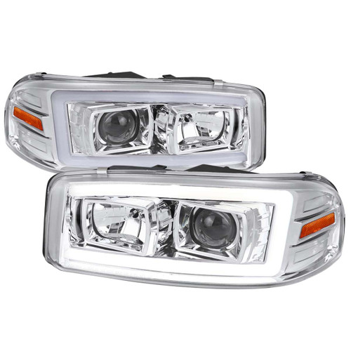 Spec-D Projector Headlights w/ Chrome Housing & Amber Reflector | SPE 2LHP-DEN00-G2-TM