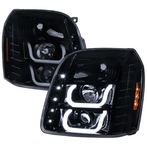 Spec-D Smoked Projector Headlights w/ Black Housing | SPE 2LHP-DEN07G-V2-TM