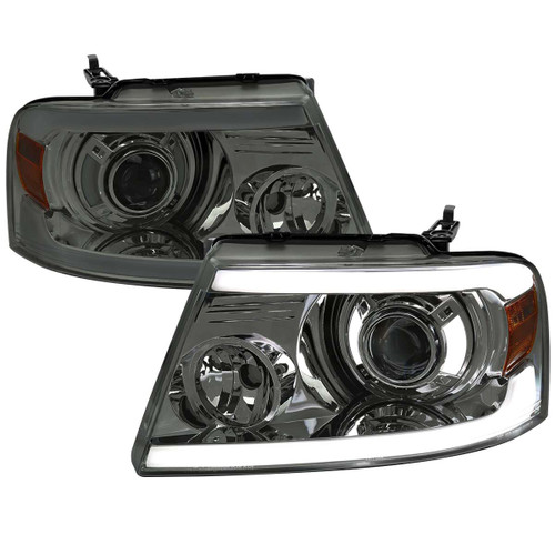 Spec-D Smoked Projector Headlights w/ Chrome Housing | SPE 2LHP-F15004G-G3-GO