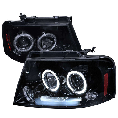 Spec-D Smoked Halo Projector Headlight w/ Black Housing | SPE 2LHP-F15004G-TM