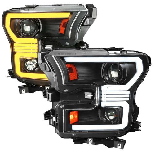 Spec-D Projector Headlights w/ Sequential Turn Signal & Black Housing | SPE 2LHP-F15015JM-SQ-RS