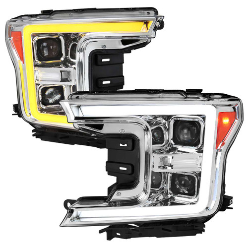 Spec-D Projector Headlights w/ Sequential Turn Signal & Chrome Housing | SPE 2LHP-F15018-SQ-RS