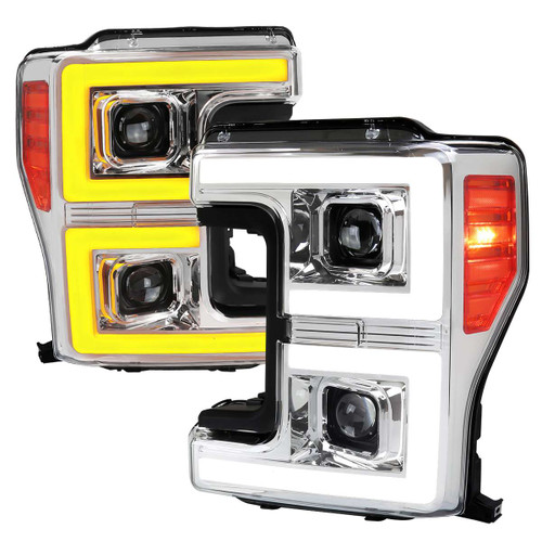 Spec-D Projector Headlights w/ Sequential Turn Signal & Chrome Housing | SPE 2LHP-F25017-SQ-RS